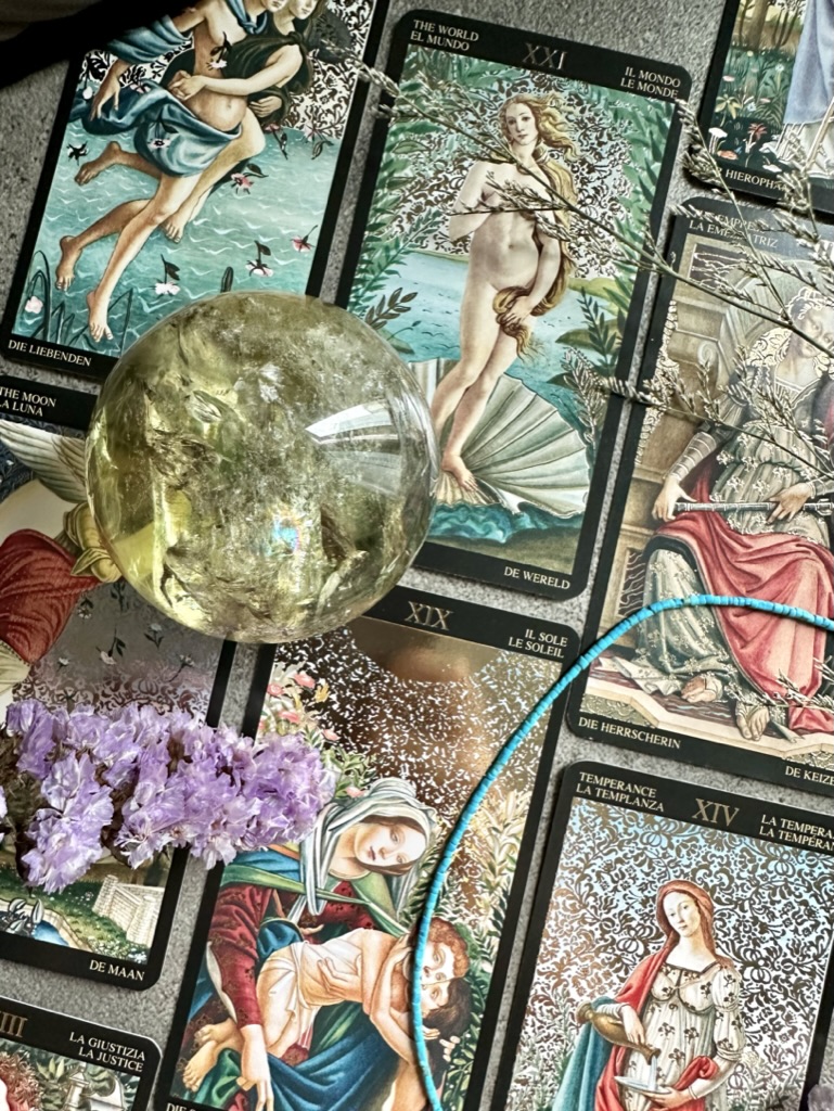 Chakra Alignment Tarot reading — cards laid out in soft light